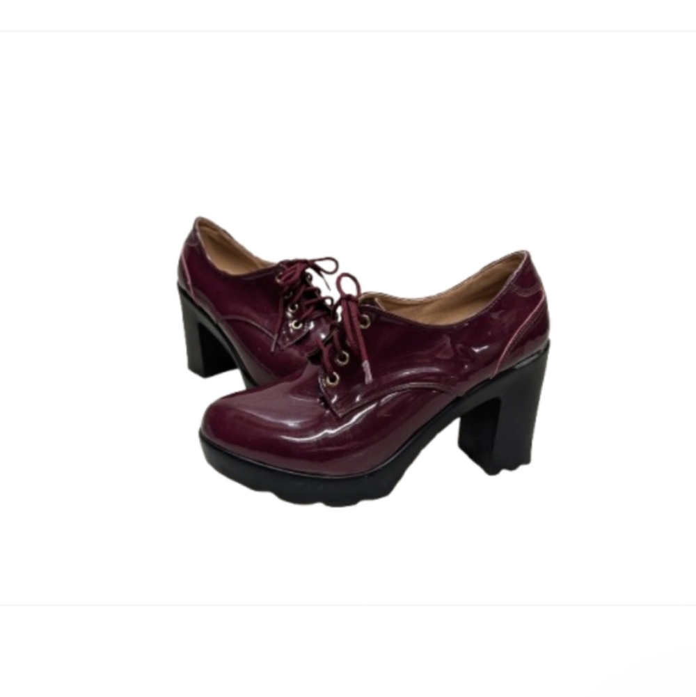 Smile Lace Up Oxford Platform Chunky Heels Pat Shoes 37 6.5 90s Y2K Gothic #bxsh - Picture 2 of 12